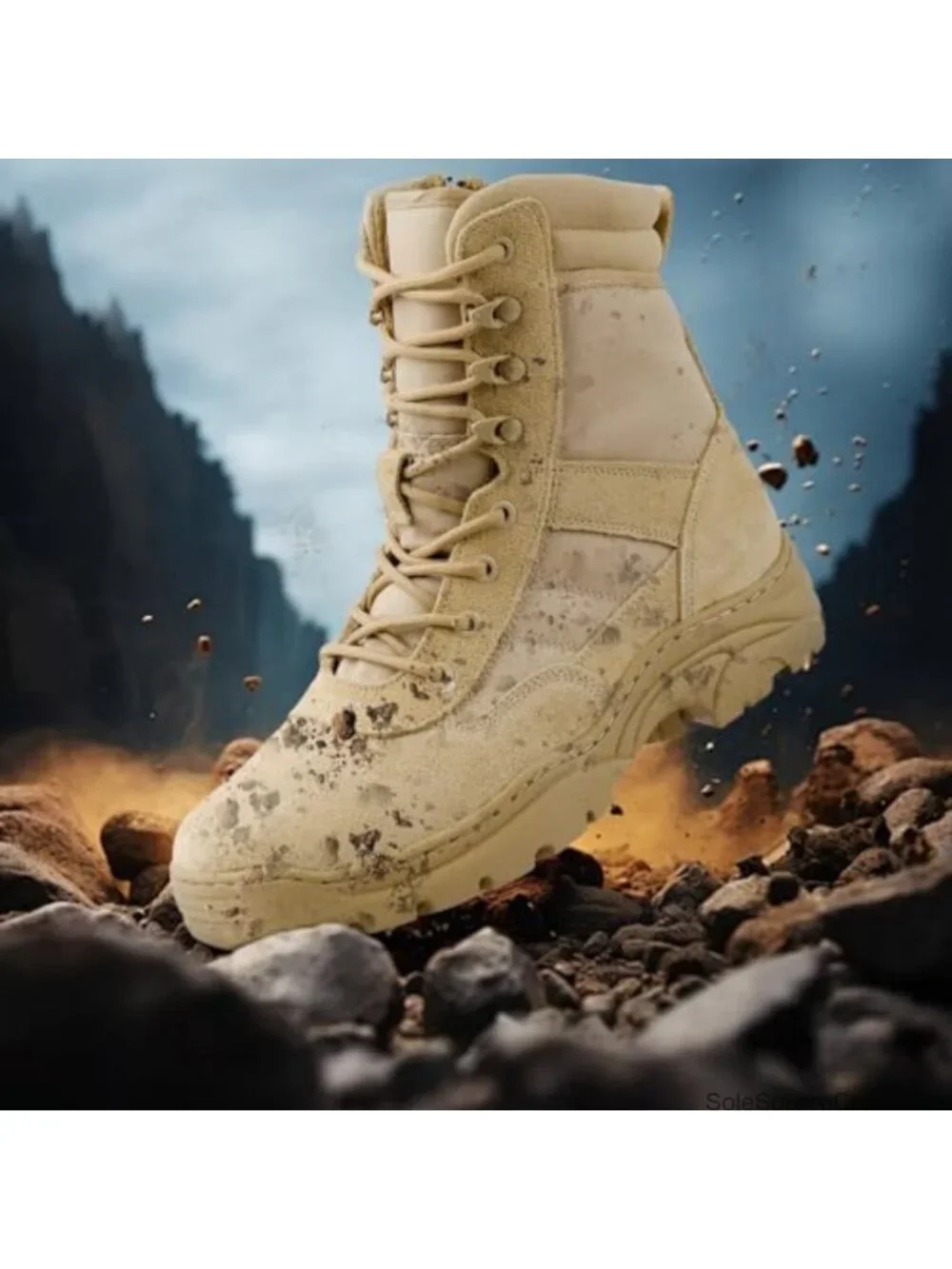 Tactical Military Boots 8in Side Zipper Leather Nylon Men Ankle Support